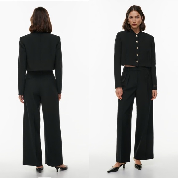 NWT Aritzia Babaton Courtship Jacket Size 6 Black Waist Length Blazer - Picture 1 of 16